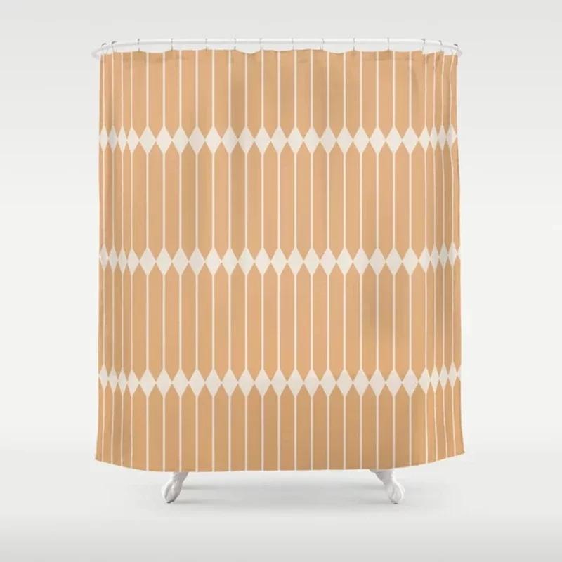 

Simple Geometric Linear Pattern Bathroom Curtains Home Decor Waterproof Bathtub Creative Personality Shower Curtains With Hooks W60H190(CM)-1 Pcs
