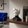 Creative Interior Soft Furnishings Modern Abstract Bust Statue, Man Portrait Sculpture, Minimalist Black And Sculpture White Art Ornament for