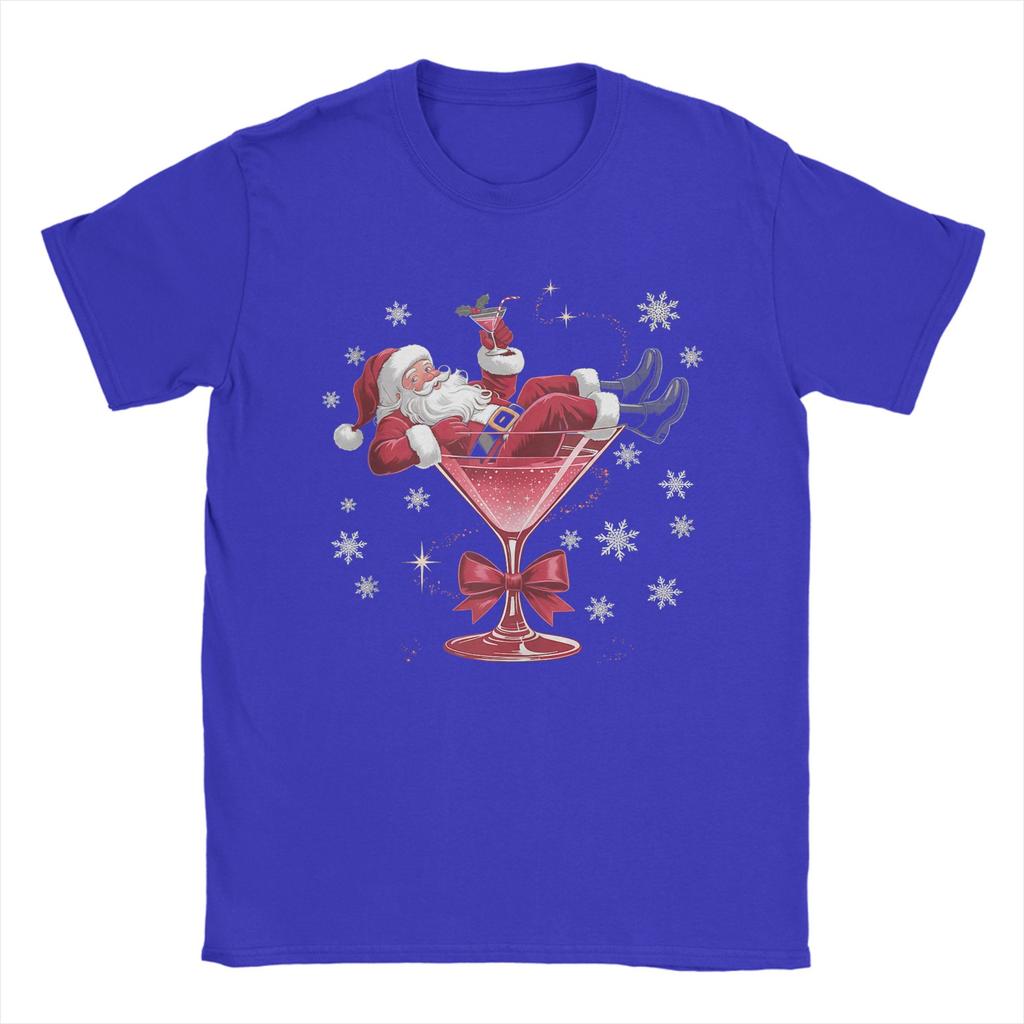 Santa's Hot Mess Christmas Martini Funny Party Cotton T Shirt For Men Summer T-Shirts O Neck Hippie Tees Plus Size Cheap Tops