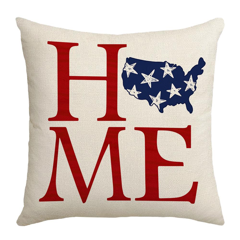 New Product Simple Letter Print Home American Flag Pillow Linen Sofa Office Pillow Cover Cushion Cover