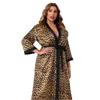 Pajamas for Women Spring Autumn Korean Cardigan Long Sleeved Sexy Leopard Print Home Clothing Set Milk Silk Pajamas for Women
