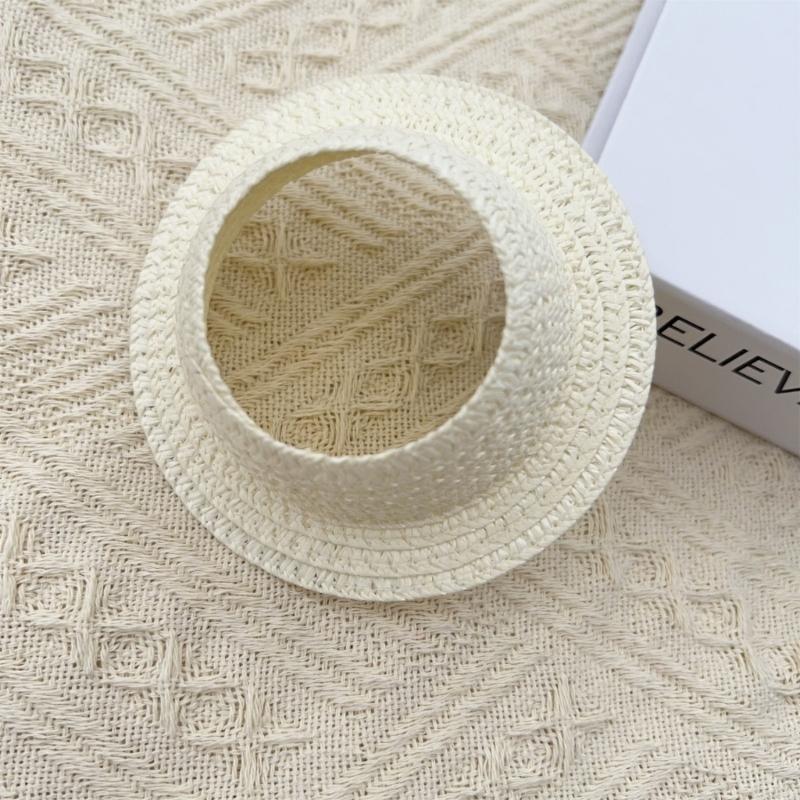 Elegant Woven Doll Accessory 17Cm Open Top Summer Hat Portable For Fashionable Outfit Pairing
