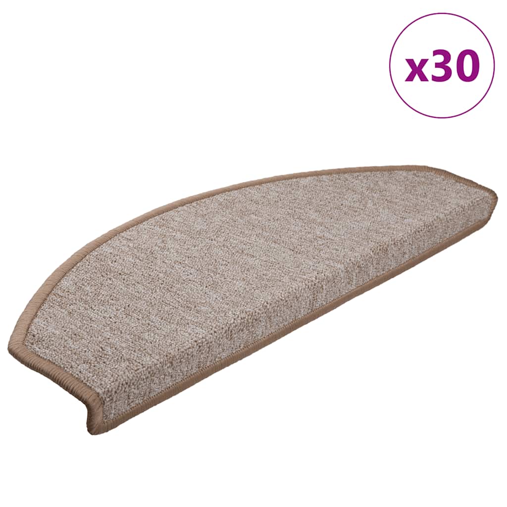 Step Mats 30 pcs. 65 x 24 x 4 cm Light Brown Semi Circular Large