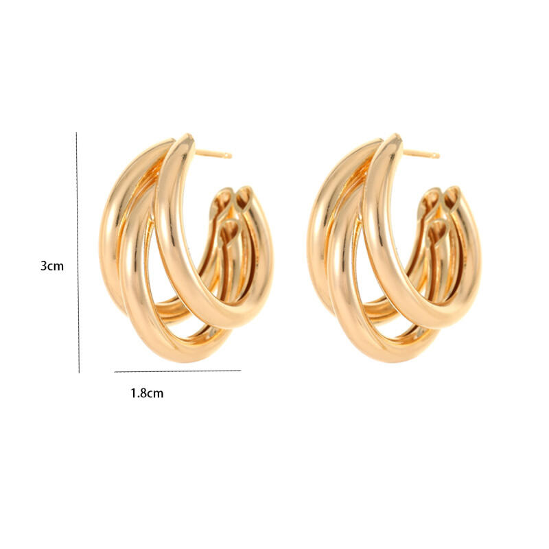 Elegant Gold Color Circled Hoop Earring for Woman Metal Elegant Vintage Geometric Statement Luxury Earrings Party Jewelry Gifts