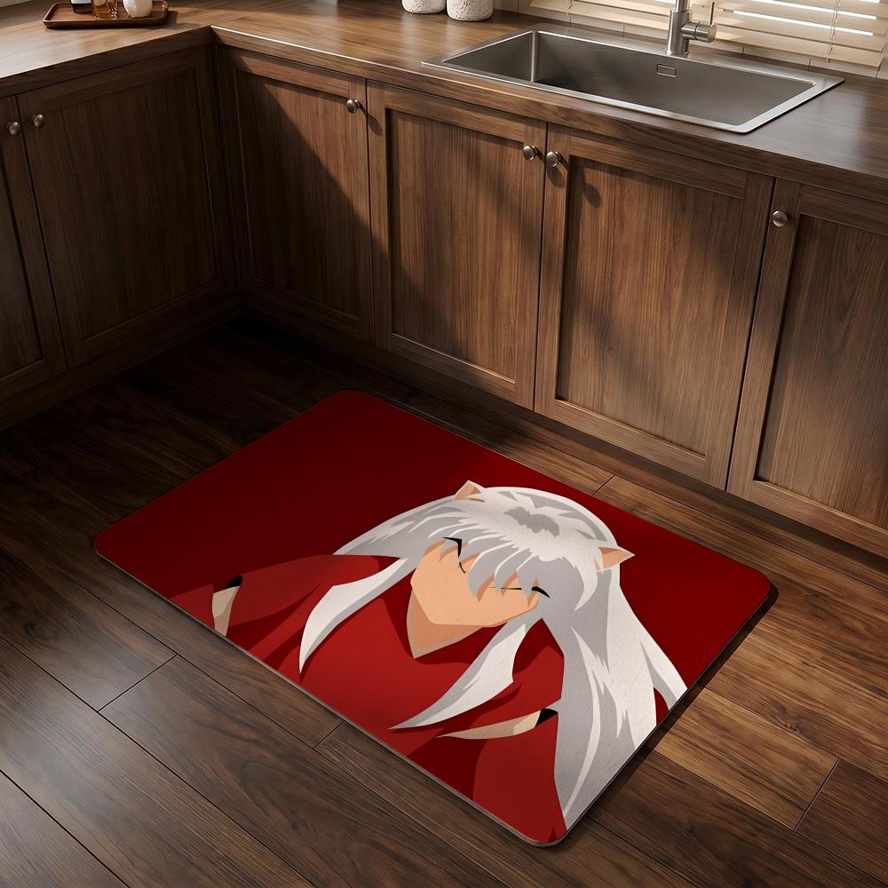 I-Inuyashas Anime Floor Mat Diatomite Bath Mat Super Absorbent Non-slip Easy To Clean Suitable For Bathroom Kitchen