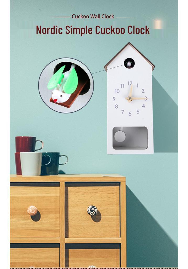 Slim Wall-Mount Cuckoo Clock with Hourly Chime for Living Room