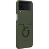 SAMSUNG Galaxy Z Flip4 Silicone Cover with Ring, Protective Z Flip 4 Phone Case with Phone Ring, Matte Finish, Handheld Design, US Version, Green