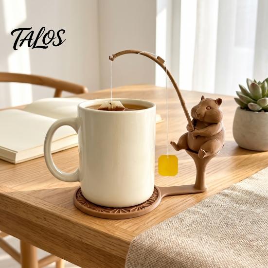 Skurriles Gartendekor Fischerei-Freunde Teebeutelhalter, Niedlicher Harz-Teebad-Fadenhalter, Tierzubehör Dekor, Lustiges Küchenarbeitsplatten-Accessoire,