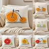 Fresh Fruit Orange Lemon Bicycle Art Cushion Cover Pillowcase Antidustmite Invisible Zipper Short Plush Sofa Cushion