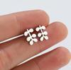 SMJEL Summer Cherry Earrings Ladies Stainless Steel Fruit Stud Earrings Small Watermelon Apple Pineapple Unique Zircon Gift
