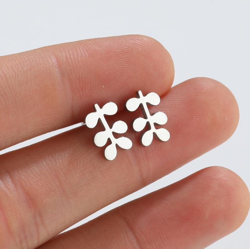 SMJEL Summer Cherry Earrings Ladies Stainless Steel Fruit Stud Earrings Small Watermelon Apple Pineapple Unique Zircon Gift