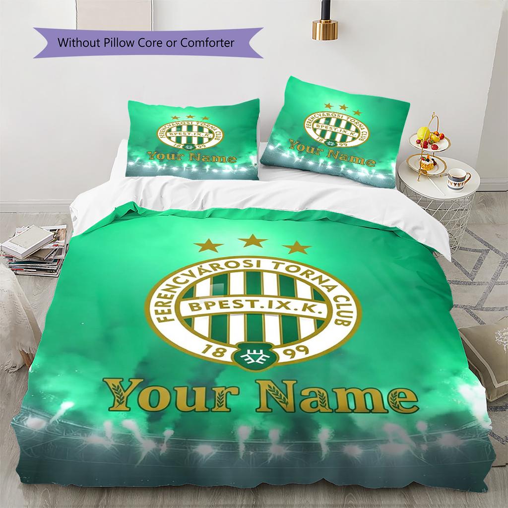 Ferencv Rosi Torna Club Flag Custom Name Pattern Bedding Quilt Set Quilt Cover Pillowcase Home Birthday Gift(1 * duvet cover + 2 * pillowcase, without
