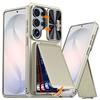 With Card Holder Sliding Camera Cover And Stand For Samsung Galaxy S26 Ultra Phone Case, Anti-Fall PC+TPU Wallet Case-Champagne