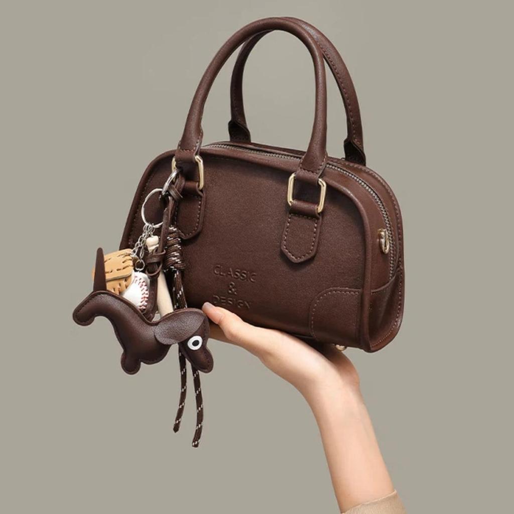 YUYULA Leather Handbag, Women's Crossbody Bag, Shoulder Bag, Coffee Color