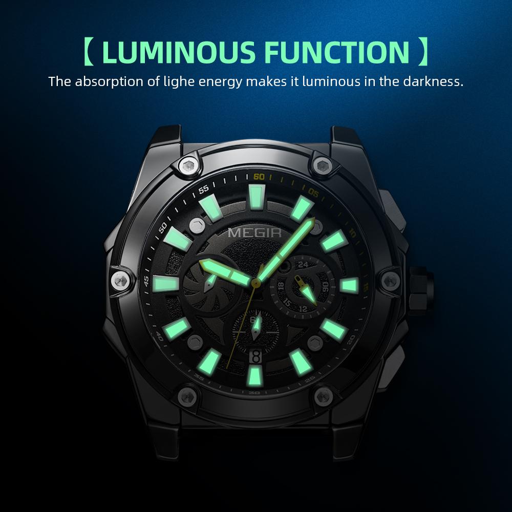MEGIR Men's Watches Top Brand Luxury Casual Sports Wristwatch Leather Strap Quartz Male Clock Chronograph Relogio Masculino 2122