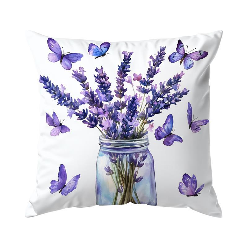 Home Decor Lavender & Home Sweet Decorative Pillows Pattern Cushion Cover Suitable for Sofa Bedroom Car Pillow Cover