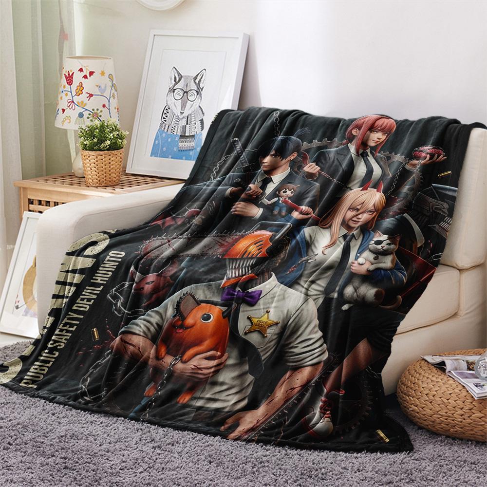1 Stück Chainsaw Man Gemustert Flanelldecke Geeignet für Alle Jahreszeiten Für Heimdekoration Wärme Und Komfort Geschenke Feiertagsgeschenk