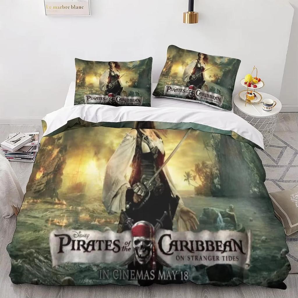 Customizable Jack Pirate Ship Bedding Set Pirate Skeleton Duvet Cover Pillowcase Adult Girl Bedroom Decoration Children Gift