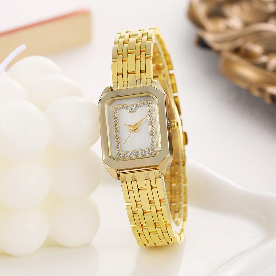 Fashionable and Luxurious Rectangular Dial Alloy Quartz Watch for Women, Suitable for Daily Wear, Christmas Gift