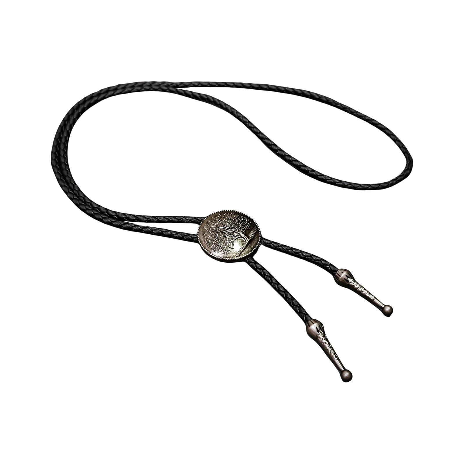 

Галстук-боло из искусственной кожи с металлическим кулоном, винтажный панк-дизайн, регулируемый для мужчин и женщин, ковбойское ожерелье в стиле вестерн-родео C