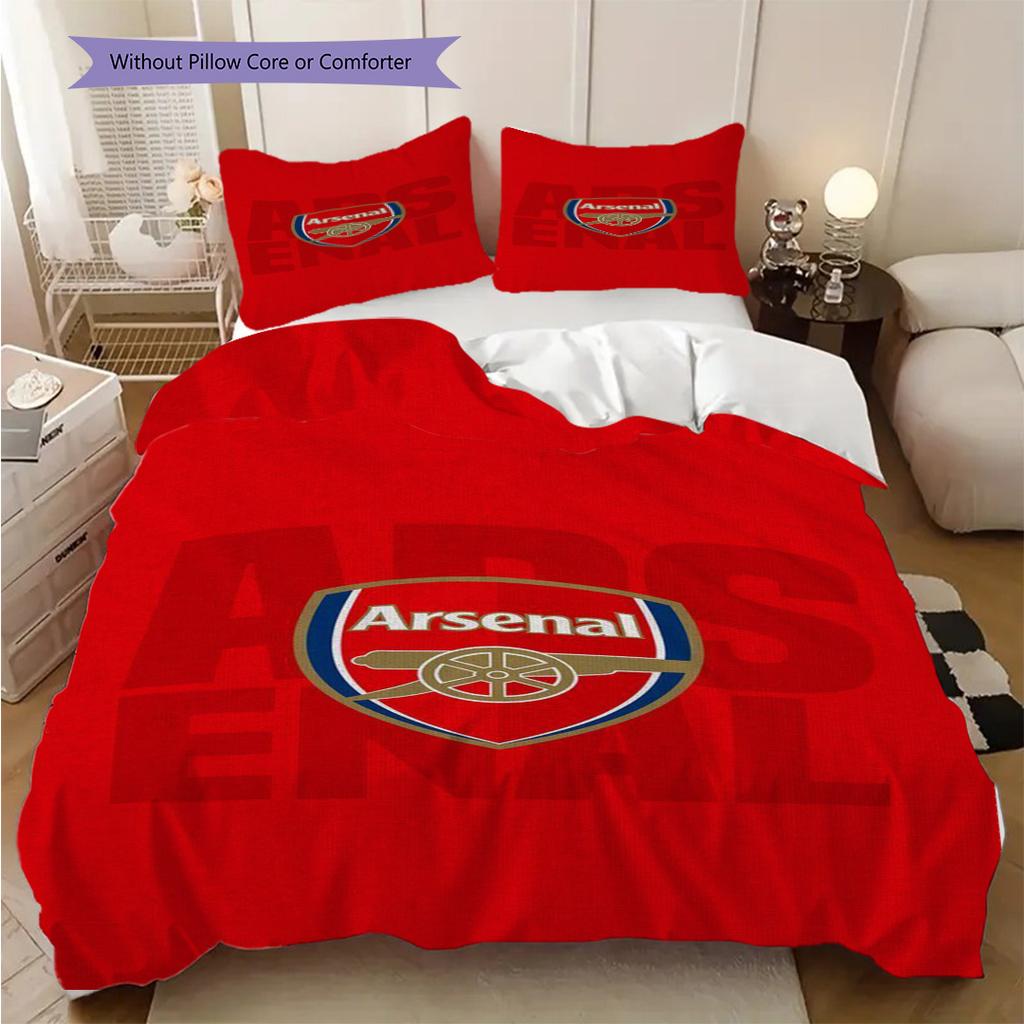 Arsenal Emblem Vibrant Background Bedding (1 * duvet cover + 2 * pillowcase, without core) 2D Flat Soft and comfortable Duvet cover and pillowcase