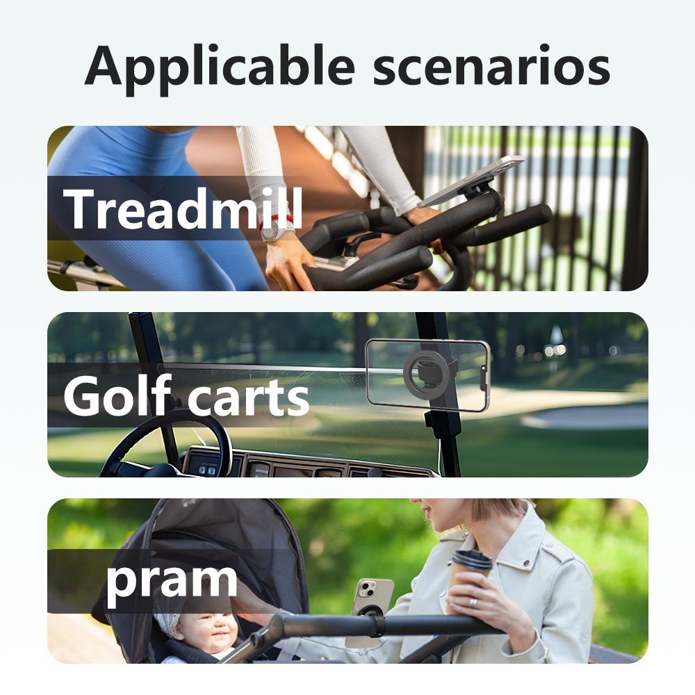 Oatsbasf Magnetic Phone Holder with Silicone Strap Strong Magnets for iPhone 17 16 15 Samsung Stand for Pram Golf Cart