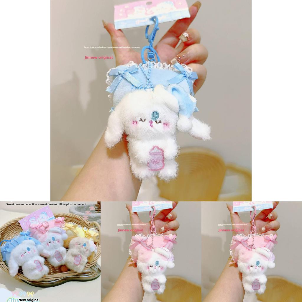 Sleeping Rabbit Cat Plush Pendant With Pillow Design For Kids And Collectors