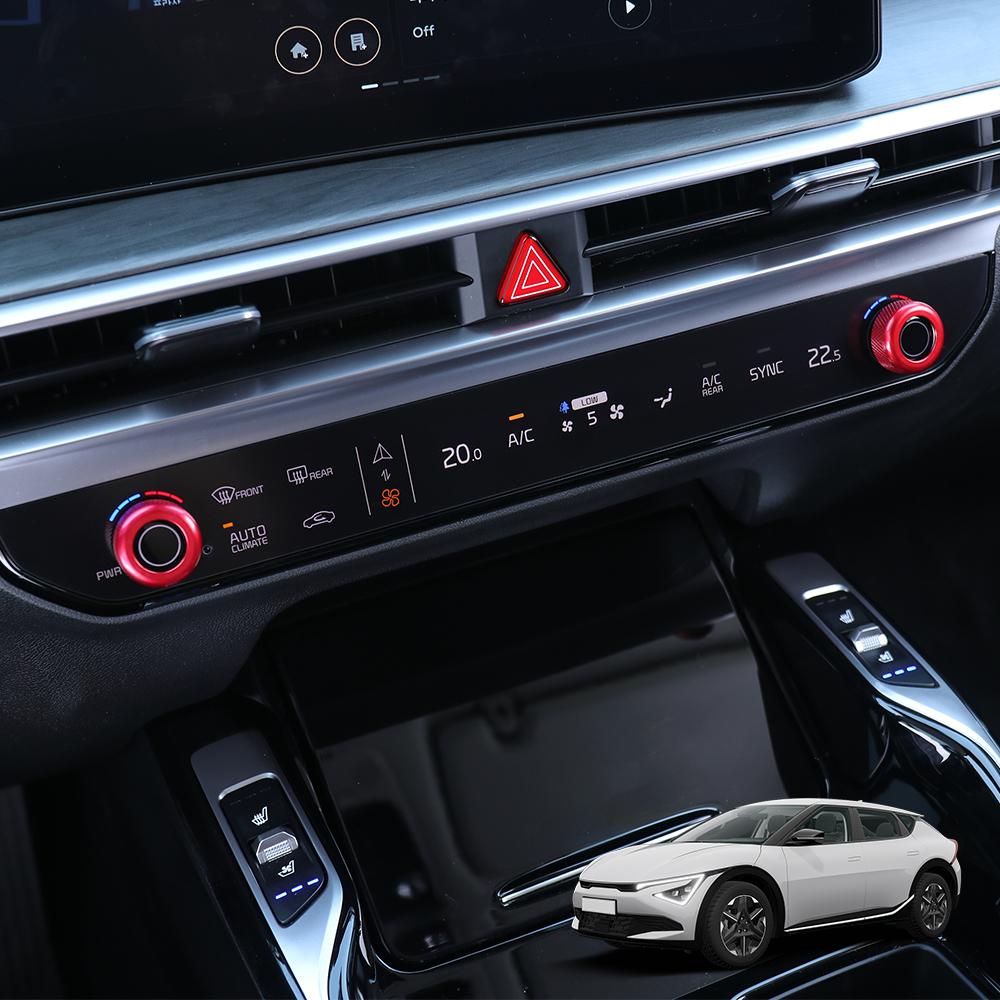 For Kia EV6 2026 2026 Accessories 2pcs Aluminum Alloy Air Conditioner Knob Cover Ring Adjust Trim Interior Accessories