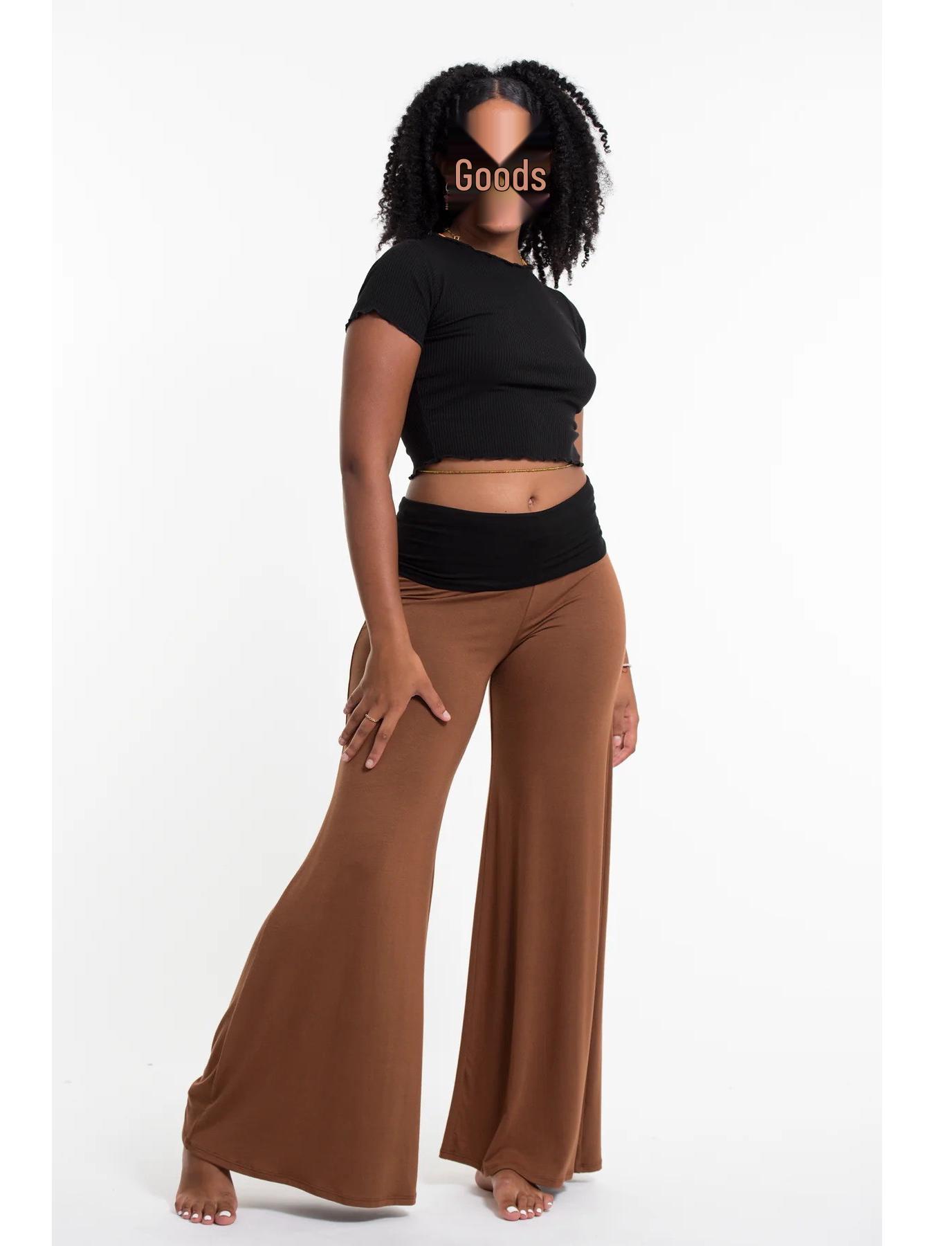

European & American High-Waisted Flare Yoga Pants - Women s Casual Wide-Leg Long Pants M хакі