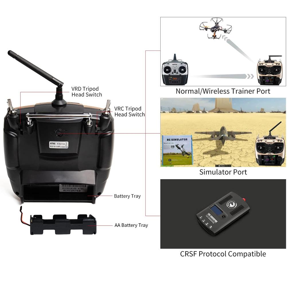 RadioLink AT9S PRO Remote Control 2.4G 10/12CH  DSSS FHSS Transmitter with R9DS Receiver for RC Model Airplane Drones