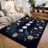 Moon Phase Floral Wreath Area Rug Celestial Night Sky Starry Carpet Non-Slip Washable Boho Decor Mat for Living Room Bedroom