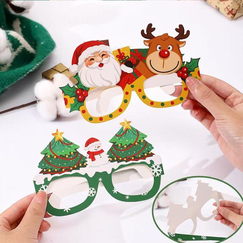 Runtowo 12 Stück Papier Lustige Foto Requisiten Brillen 2025 Frohe Weihnachten Deko für Zuhause Weihnachtsgeschenke Neues Jahr 2026 Weihnachtsmann Navidad