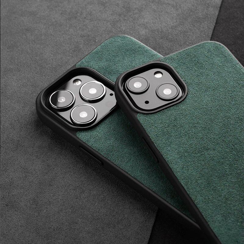 Θήκη Κινητού Αλκαντάρα Μονόχρωμη για IPhone 17 Pro Max 17air 16 Pro 16E 15 Plus 14 13 12 Mini 11 XS XR Σουέτ Δέρμα Σκληρό Κάλυμμα
