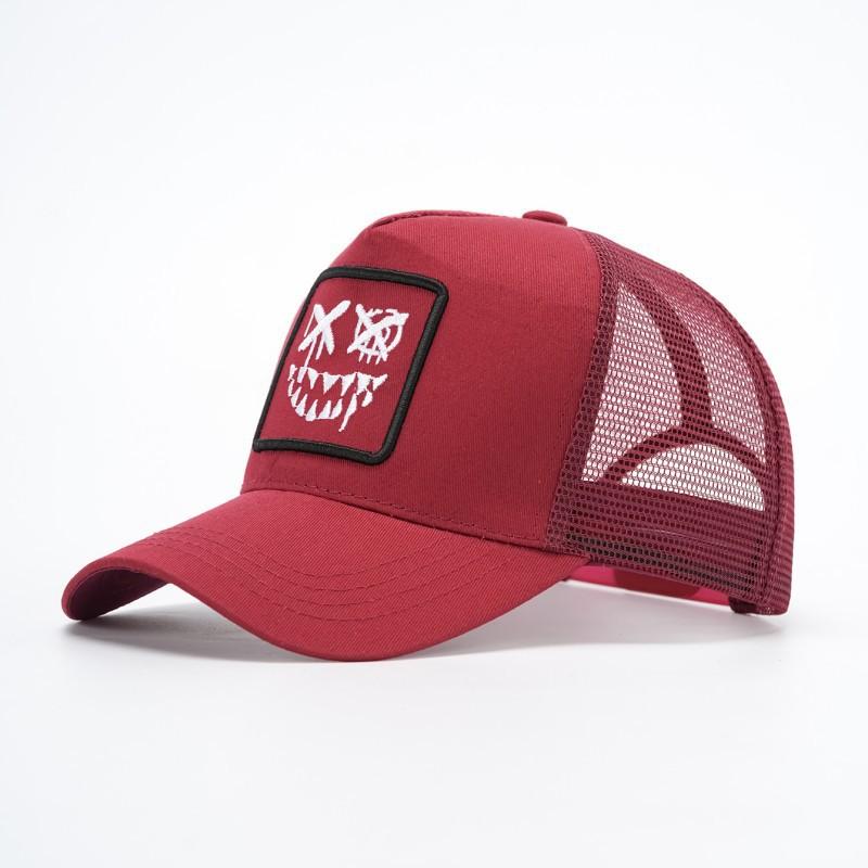 Xx Smiley Summer Breathable Mesh Cap Embroidered Baseball Cap Expression Patch Truck Driver Cap Cap