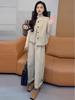 Korean Fashion Spring 2026 Suede Vest & Straight-Leg Pants Two-Piece Set