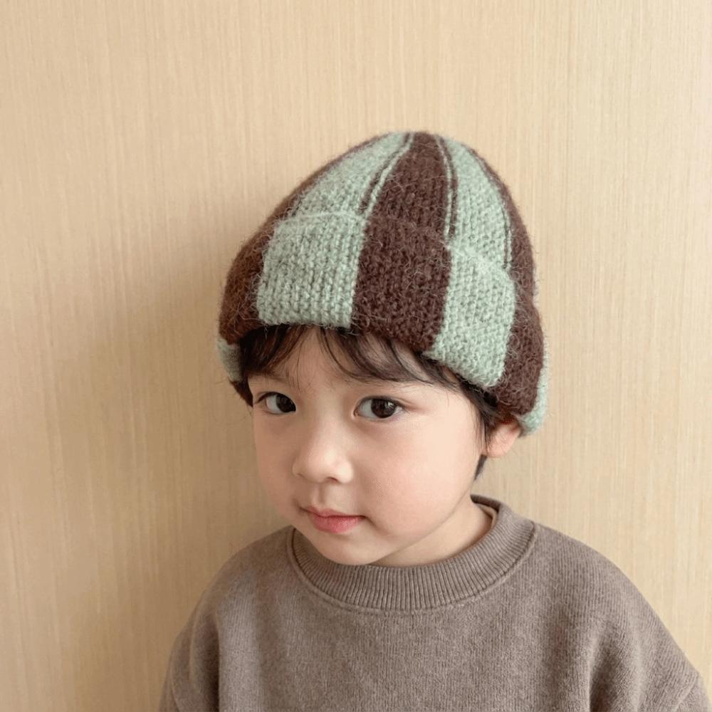 Patchwork Knitted Cap Thick Children Warm Hat Fashion Striped Beanie Hat Autumn Winter
