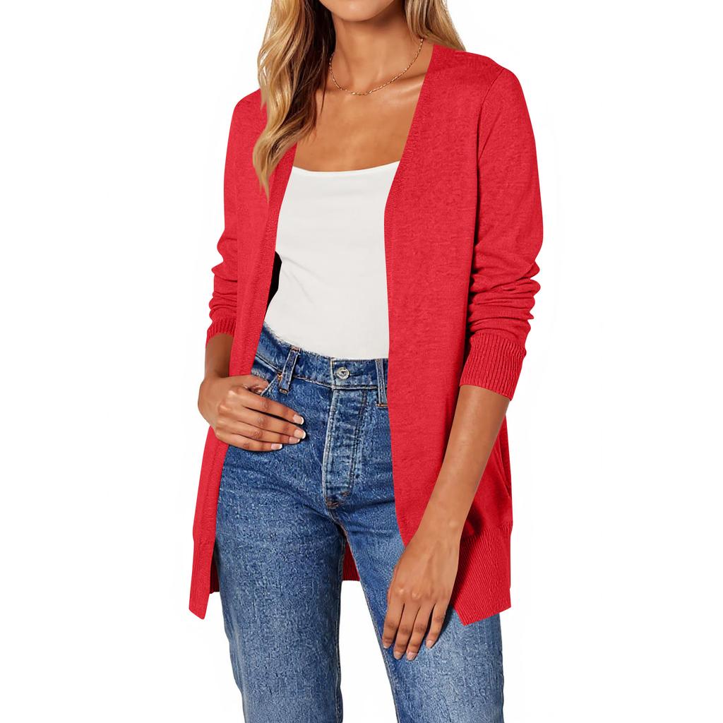 Women‘s Round Neck Long Sleeve Lace-Up Fitted Cardigan Coat