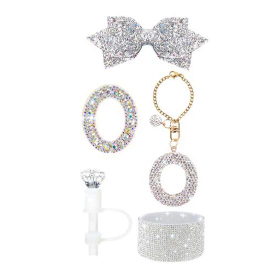 5Pcs Rhinestone Straw Cover Set for Water Bottles Silicone Boot