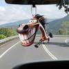 Funny 2D Horse Car Pendant Cartoon Prank Flat Decoration Acrylic Vehicle Interior Decor Ornament Auto Accessory