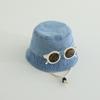 Solid Color Baby Hat With Sunglasses Spring Denim Bucket Hat Fisherman Hats  For Kids 1-4 Year