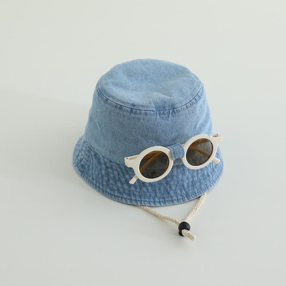 

Solid Color Baby Hat Large Brim Denim Bucket Hat Fashion Fisherman Hats For Kids 1-4 Year синій