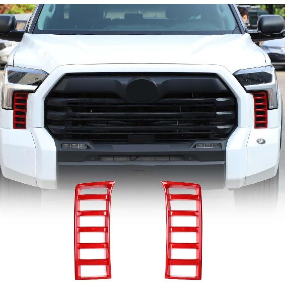 

Front Bumper Grille Air Vent Frame Cover Trim Compatible with Toyota Tundra 2022-2025, Car Decoration Accessories Fog Lamp Grill Cover Trim (Red) красный