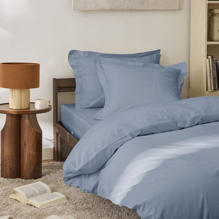 Housse de couette percale de coton peigné "Julian" toutes dimensions Coton Pur - 140x200 - Julian Blue Jean