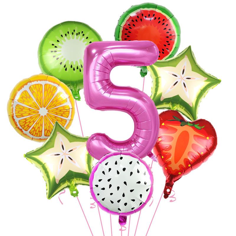 Fruit Aluminum Film Balloon Set Summer Cool Pool Party Decoration Children'S First Year Scene Arrangement Photo