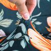 Green Chair Cover With Orange Flower Pattern