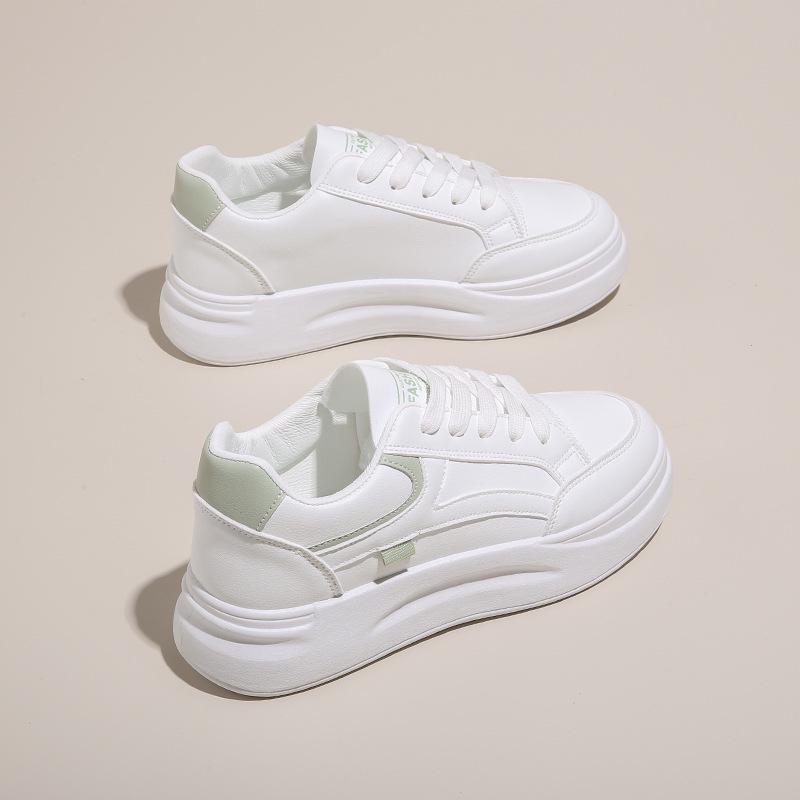 

2024 Women s White Korean Style Thick Sole Sneakers: Versatile Autumn Casual Shoes 39 зелений
