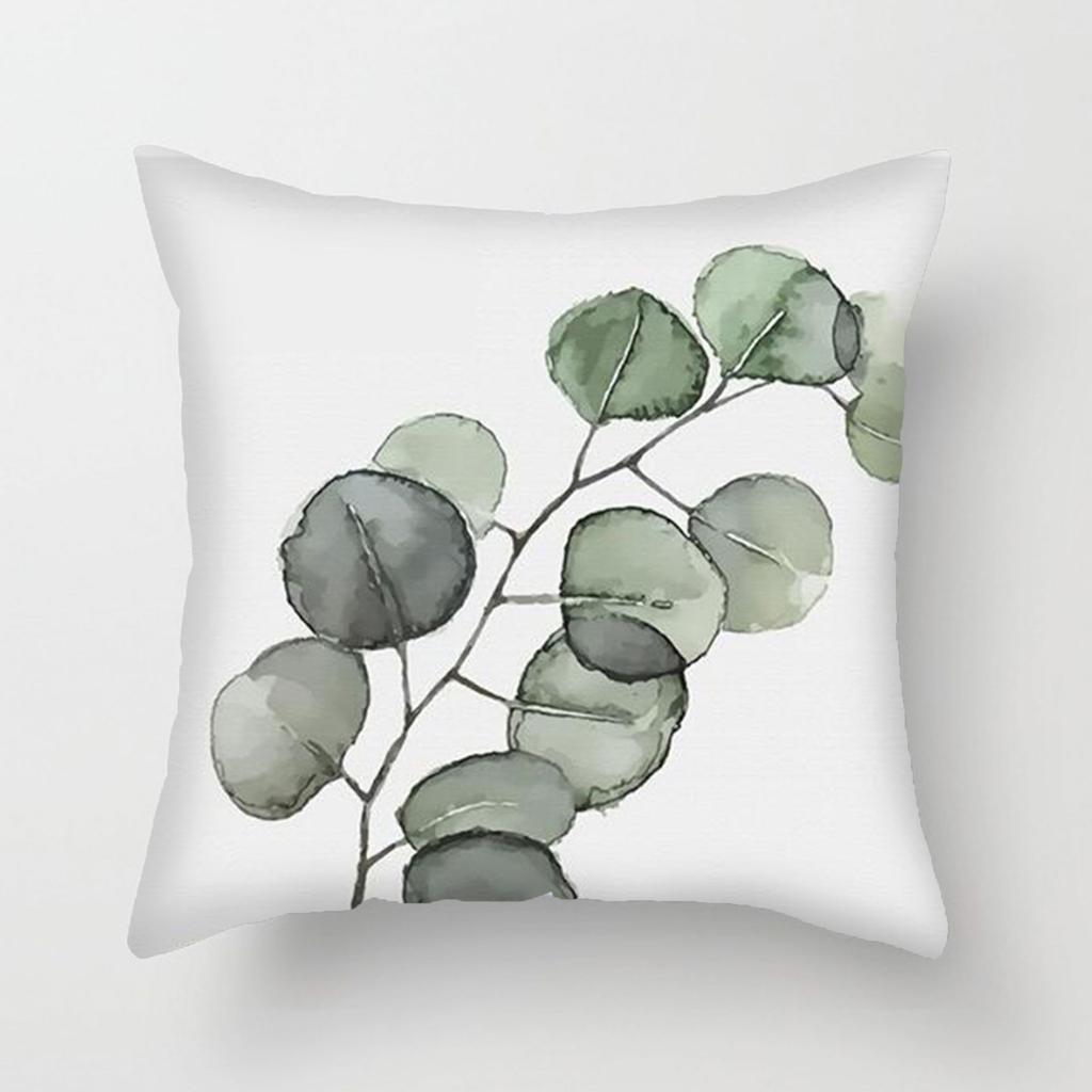Simple Fresh Leaf Pattern Print Cover Car Sofa Cushion Cover Luxury Home Decoration Cushion Cover