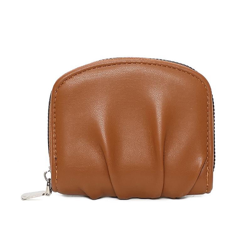 Stylish Design Mini Coin Purse Solid Color Versatile Functio Small Wallet Pleated Style Change Purse Coin Storage 1PC