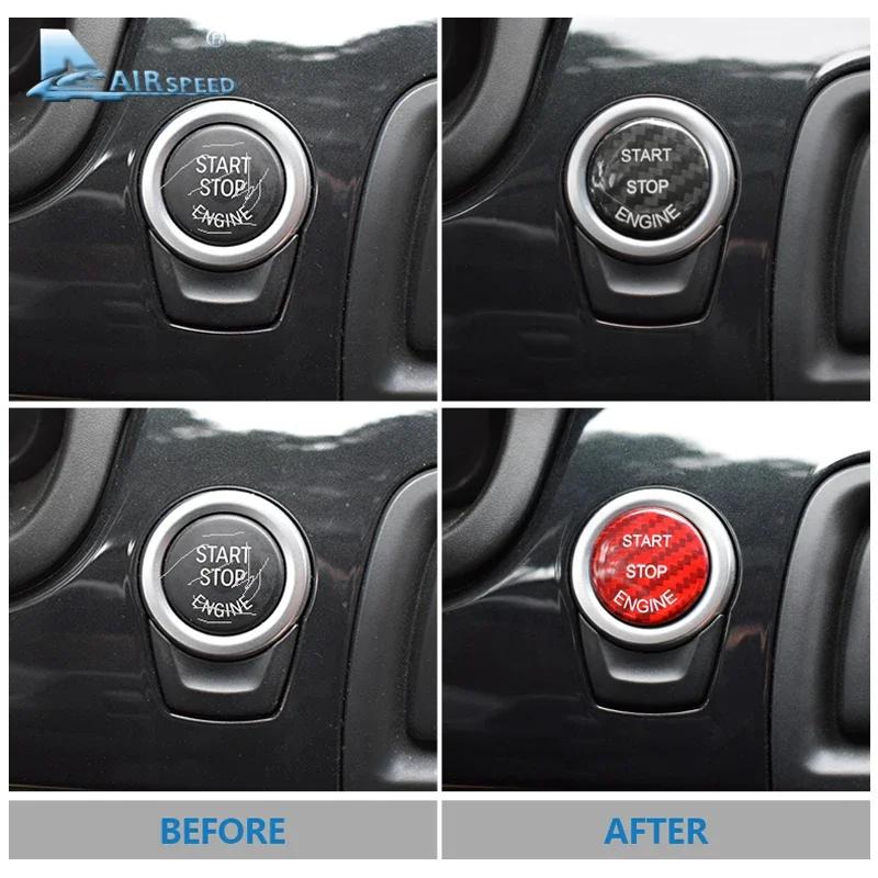 For BMW E70 E71 F25 F26 F01 F20 F21 F30 F10 Carbon Fiber Engine Start Ignition Button Cover Stickers, Interior Trim Accessories