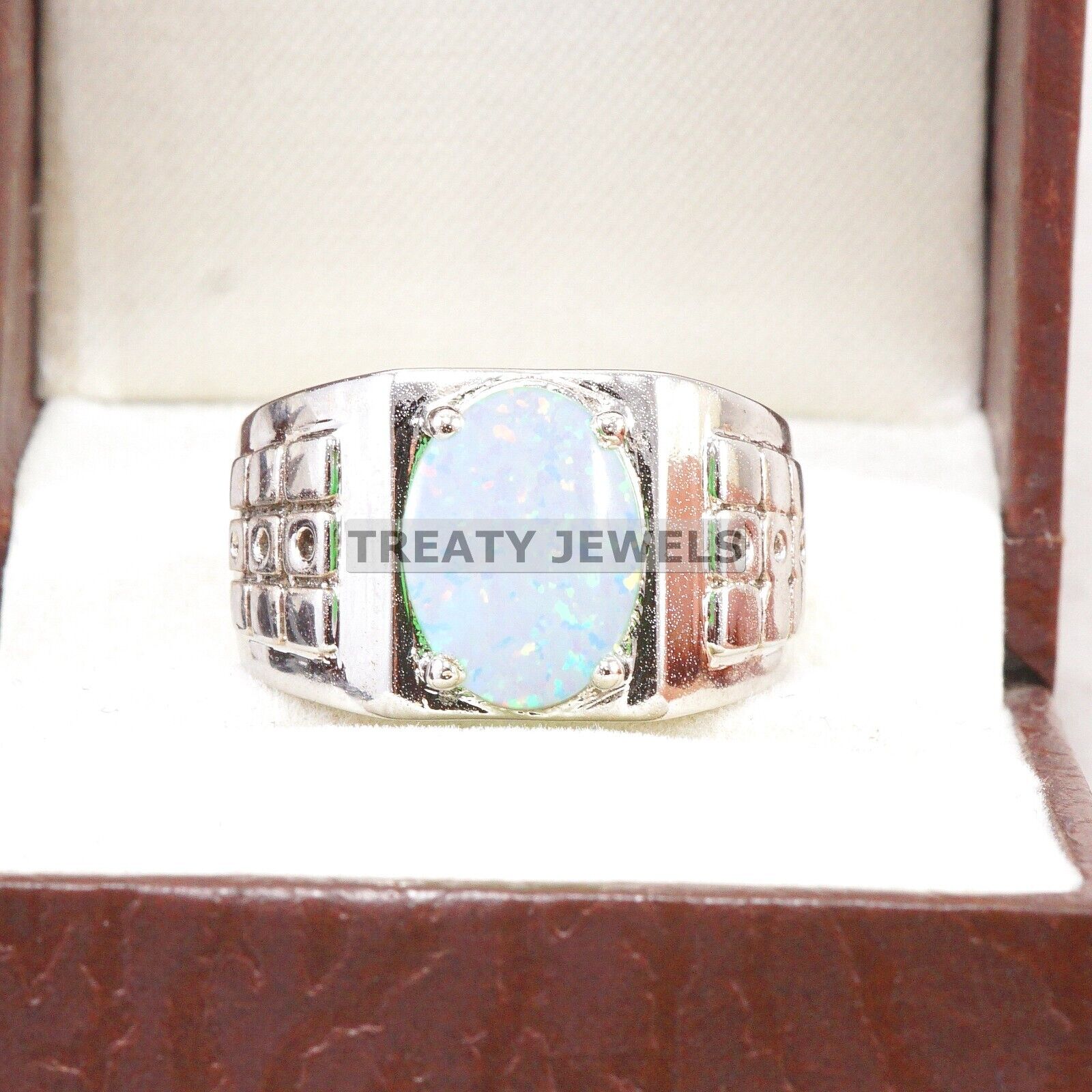 

Opal Oval Cut Gemstone With 925 Sterling Silver Ring For Men s #B418 JL375683806978 4-16 US срібний
